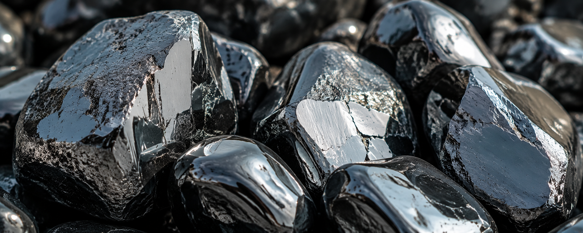 Hematite stone photographed in the morning dew