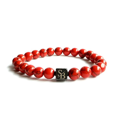 Red Vintage Stones (8mm) - Stoney Bracelets | Handgemaakte Natuursteen Armband