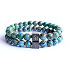 Een set armbanden gecombineerd van Aqua Terra Stones en Jupiter Mixed stones. Groen en Blauw mix van kleur.