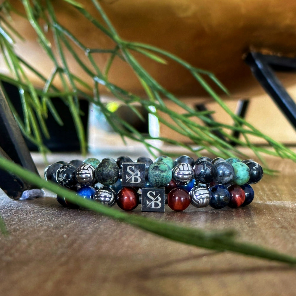 De Hera Silver+ Stones van Stoney Bracelets met zilveren kralen en afrikaanse turquoise, Setfoto