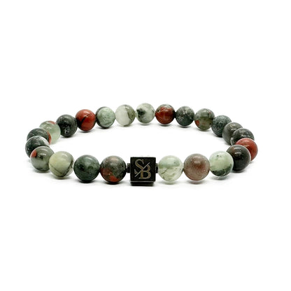 Matte african bloodstones 8mm stoney bracelets heren armband groen, productfoto