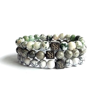 Triple White Set (8mm)