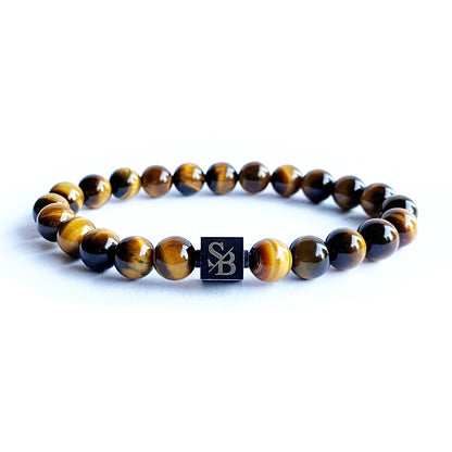 Stoney Bracelets Heren Armband Gold Tiger Eye Stones