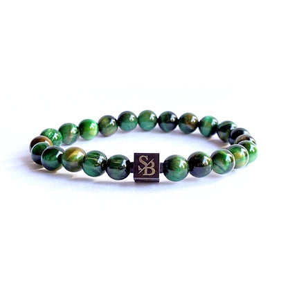 Stoney Bracelets Heren Armband Green Tiger Eye Stones