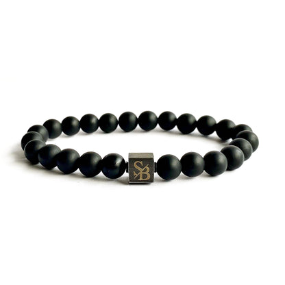 Stoney Bracelets Heren Armband Matte Obsidian Stones