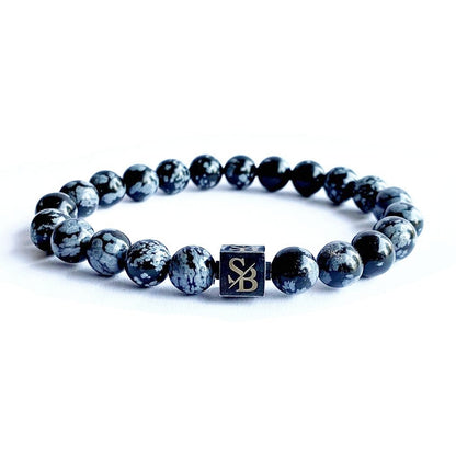 Stoney Bracelets Heren Armband Snowflake Obsidian Stones