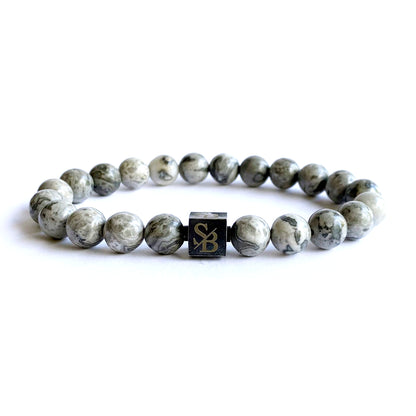 Stoney Bracelets Heren Armband Larvikite Grey Stones