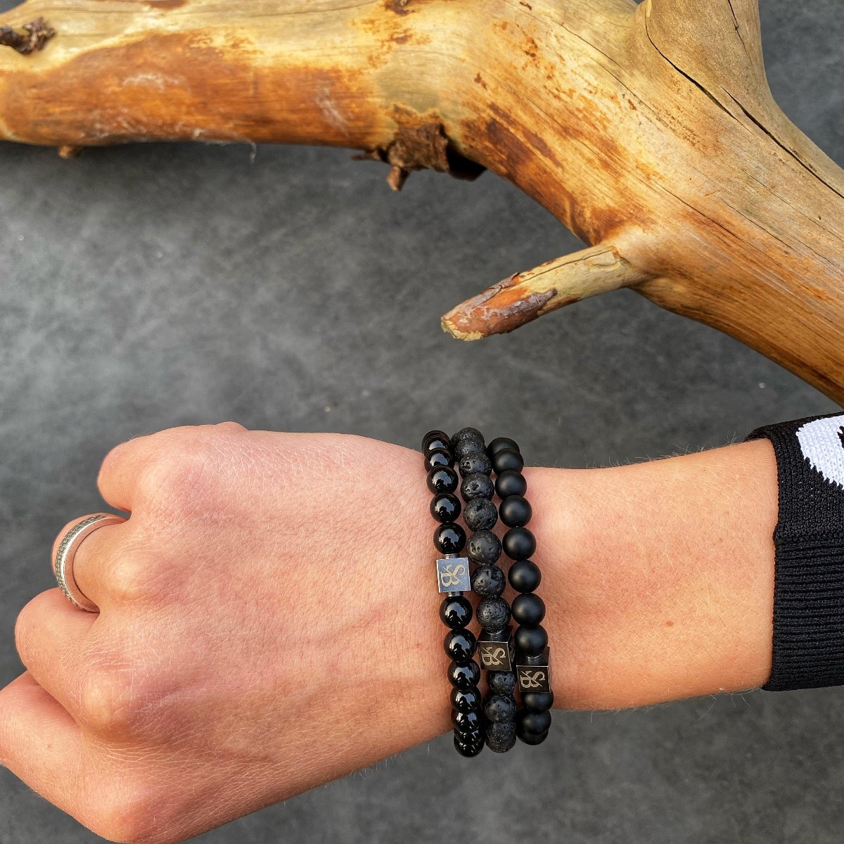 Stoney Bracelets Dames Armband Matte Obsidian Stones 6mm