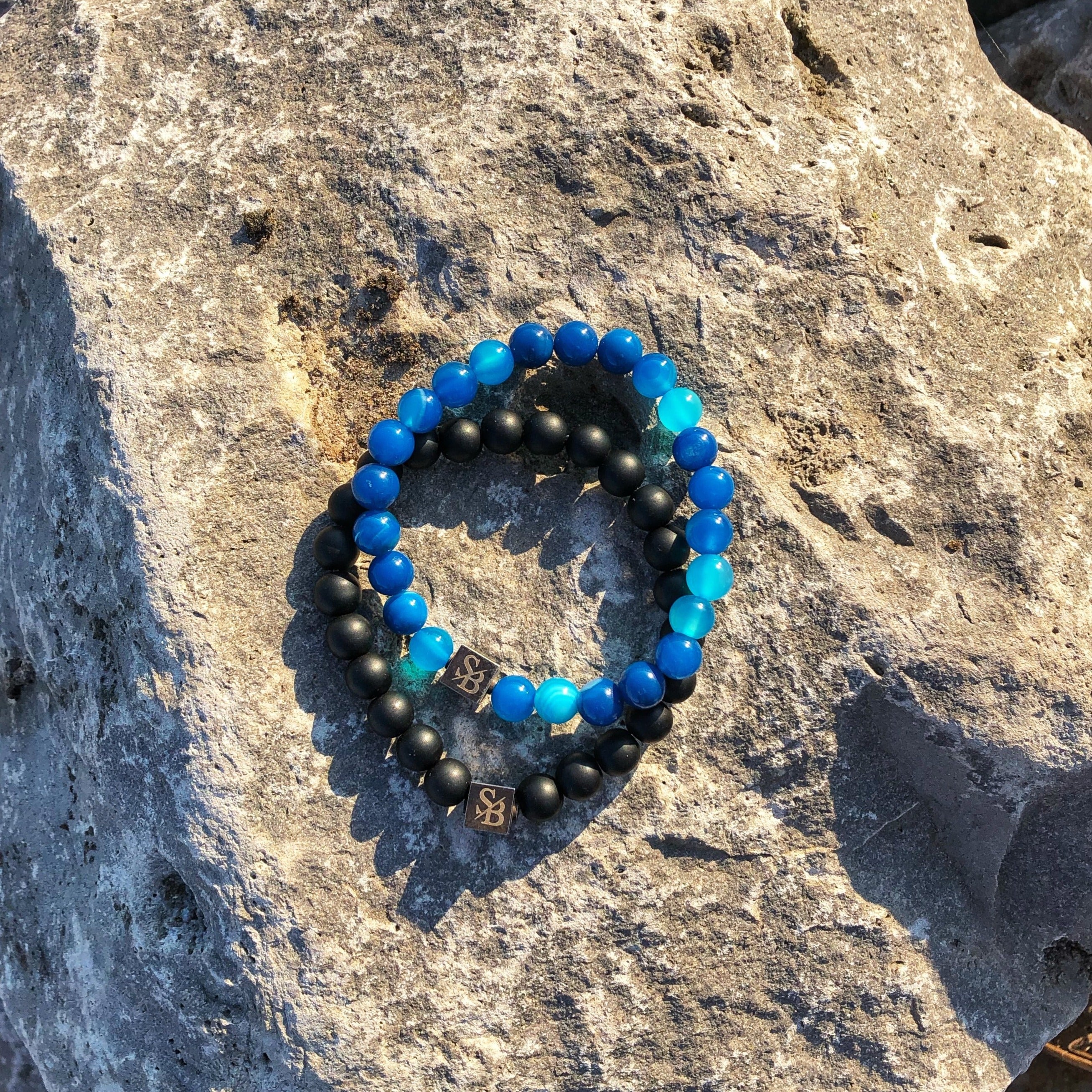 Stoney Bracelets Heren Armband Brightening Blue Stones