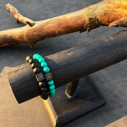 Stoney Bracelets Heren Armband Matte Obsidian Stones