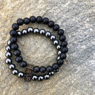 Stoney Bracelets Heren Armband Matte Obsidian Stones