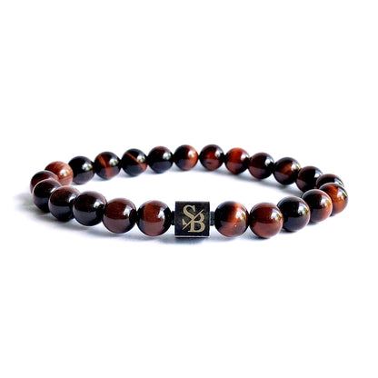 Stoney Bracelets Heren Armband Red Tiger Eye Stones