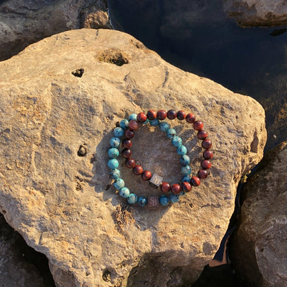 Stoney Bracelets Heren Armband Red Tiger Eye Stones