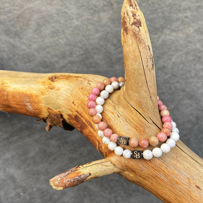 Stoney Bracelets Dames Armband Pink Rhodonite Stones 6mm Verpakking