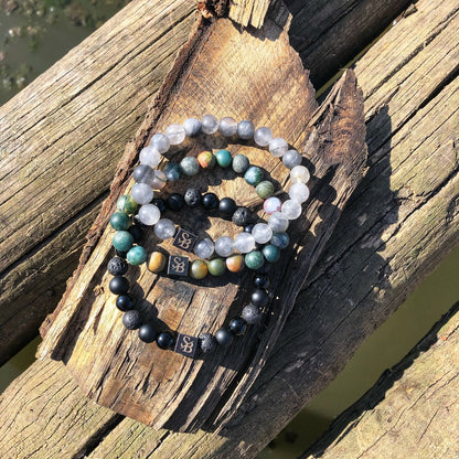 Stoney Bracelets Heren Armband Grey Crystal Stones