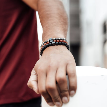 Stoney Bracelets Heren Armband Red Sesame Stones