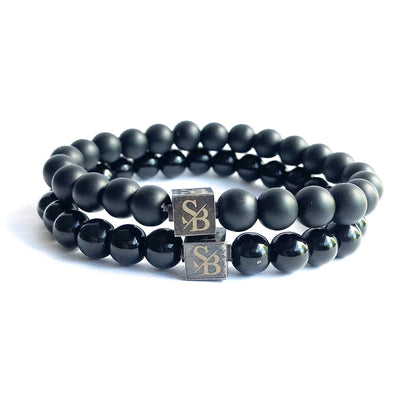 Stoney Bracelets Heren Armband Double Black Set