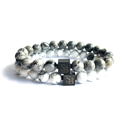 Stoney Bracelets Heren Armband Double White Set