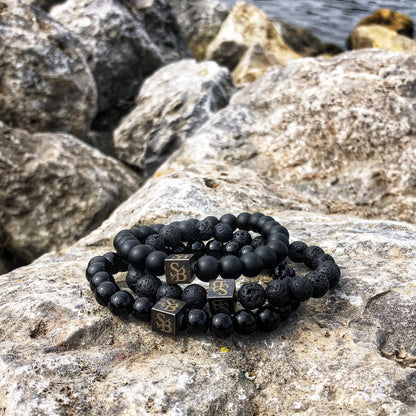 Stoney Bracelets Heren Armband Triple Black Set