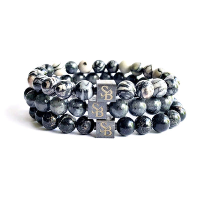 Stoney Bracelets Heren Armband Triple Gray Set