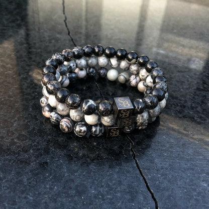 Stoney Bracelets Heren Armband Triple Gray Set