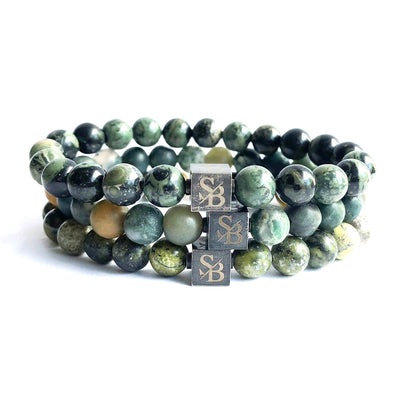 Stoney Bracelets Heren Armband Triple Green Set