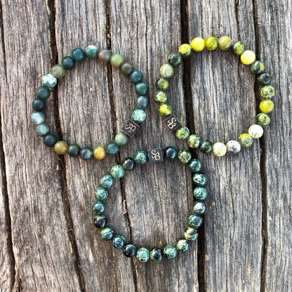 Stoney Bracelets Heren Armband Triple Green Set