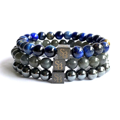 Stoney Bracelets Heren Armband Triple Blue Set